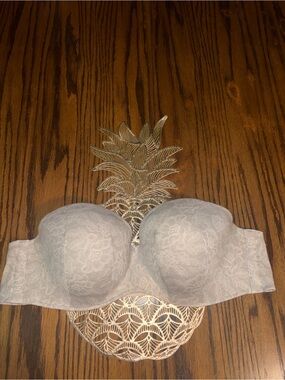Cacique boost multi-way strapless bra 44c grey and white lace print